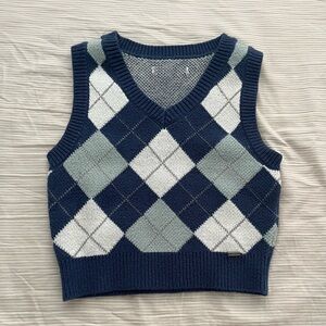 Blue knitted vest
